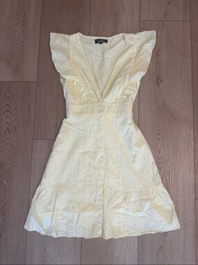 Lulu's Soft Buttercup Ruffle Button-Front Mini Dress